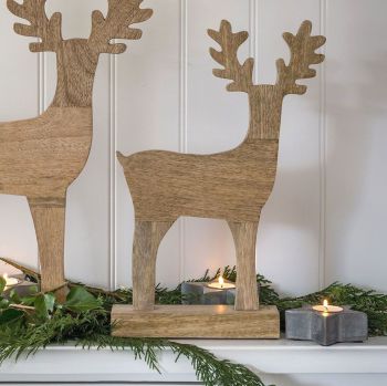 Solid Wooden Christmas Stag / Reindeer Decoration - 45 cm