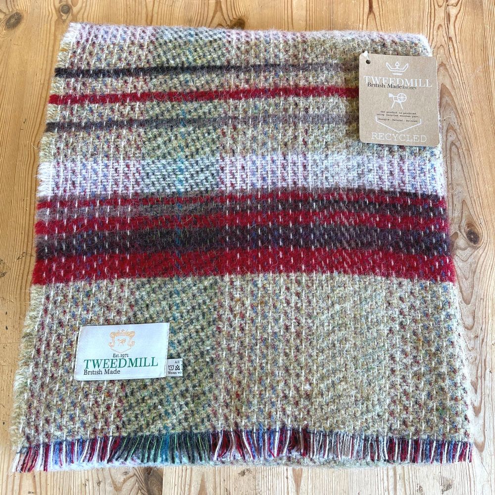 Woollen Recycled LARGE Throw / Blanket / Picnic Rug - Cranberry/Lavender/Sa