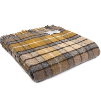 Tweedmill Tartan Natural Buchanan Beige Knee Rug or Small Blanket Pure New Wool