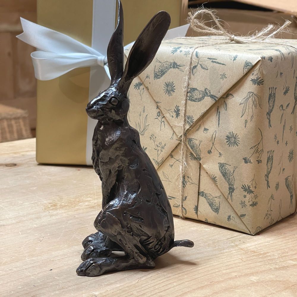 Premier Collection Sitting Hare Small Gallery Bronze Sculpture by Paul Jenk