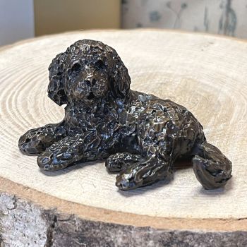 Frith Creative Bronze Cockapoo Lying Sculpture Miniature SOLID BRONZE by Adrian Tinsley