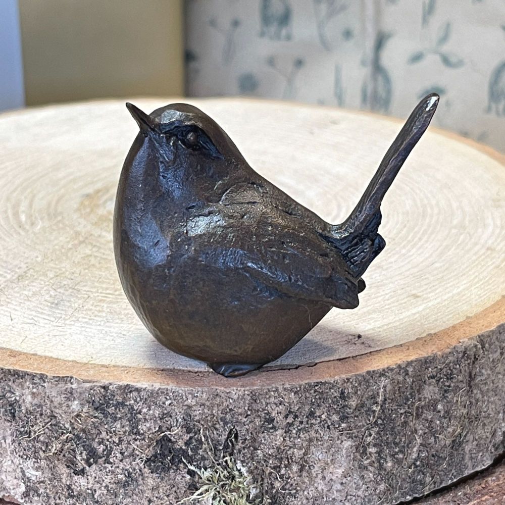 Frith Creative Bronze Garden / Wren Bird Sculpture Miniature SOLID BRONZE b