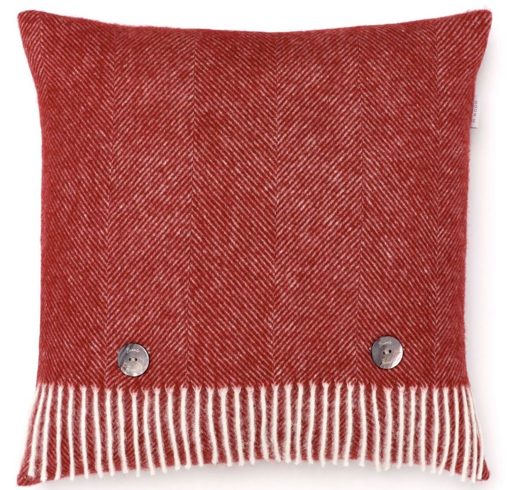 BRONTE by Moon Cushion - Herringbone Winter Red Shetland Wool