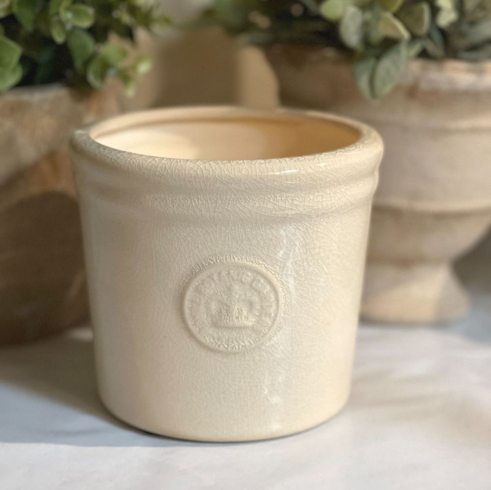 Kew Small Round Herb / Plant Pot - Royal Botanic Gardens - Ivory Cream *NEW