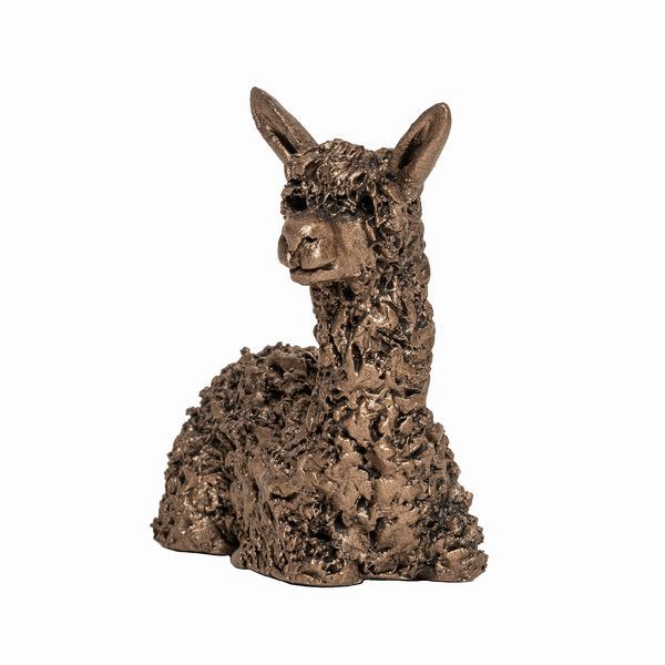 Alpaca Sitting Frith Sculpture Miniature Bronze by Veronica Ballan