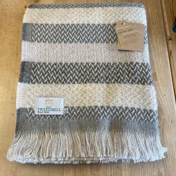 Tweedmill Recycled Celtic Woollen LARGE Throw / Blanket / Picnic Rug  - Light Grey/Cream/Natural Mix