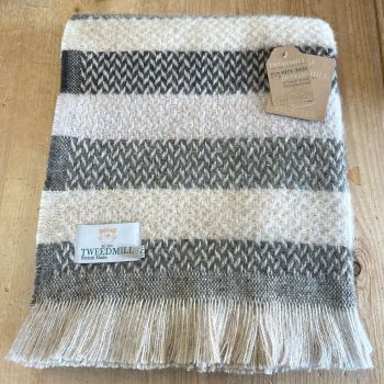 Tweedmill Recycled Celtic Woollen LARGE Throw / Blanket / Picnic Rug  - Charcoal/Cream Natural Mix (A)