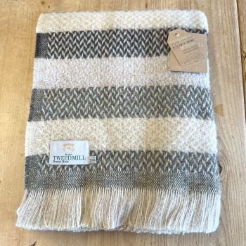 Tweedmill Recycled Celtic Woollen LARGE Throw / Blanket / Picnic Rug  - Charcoal/Cream Natural Mix (B)