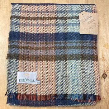 Woollen Recycled LARGE Throw / Blanket / Picnic Rug - Blue/Sage Mix
