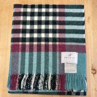 BRONTE by Moon Shetland Wool Chesil Throw/Blanket - Teal Check