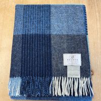 BRONTE by Moon Lindley Blue Shetland Wool Throw/Blanket