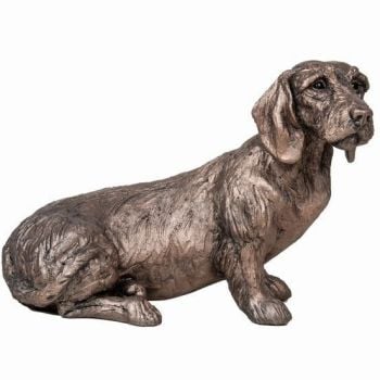 Rudi Dachshund Sitting Frith Bronze Sculpture by Harriet Dunn