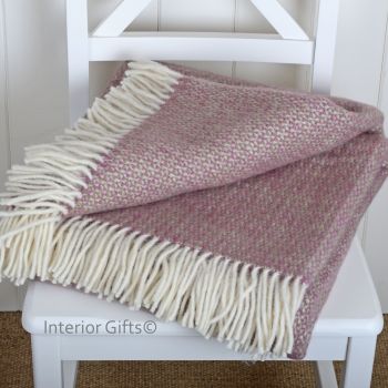 Tweedmill Rose Pink with a hint of Green Knee Rug or Small Blanket Throw Pure New Wool