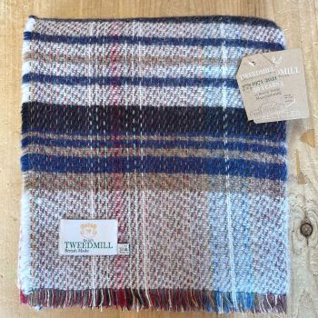 Woollen Recycled LARGE Throw / Blanket / Picnic Rug - Navy, Charcoal & Beige Mix