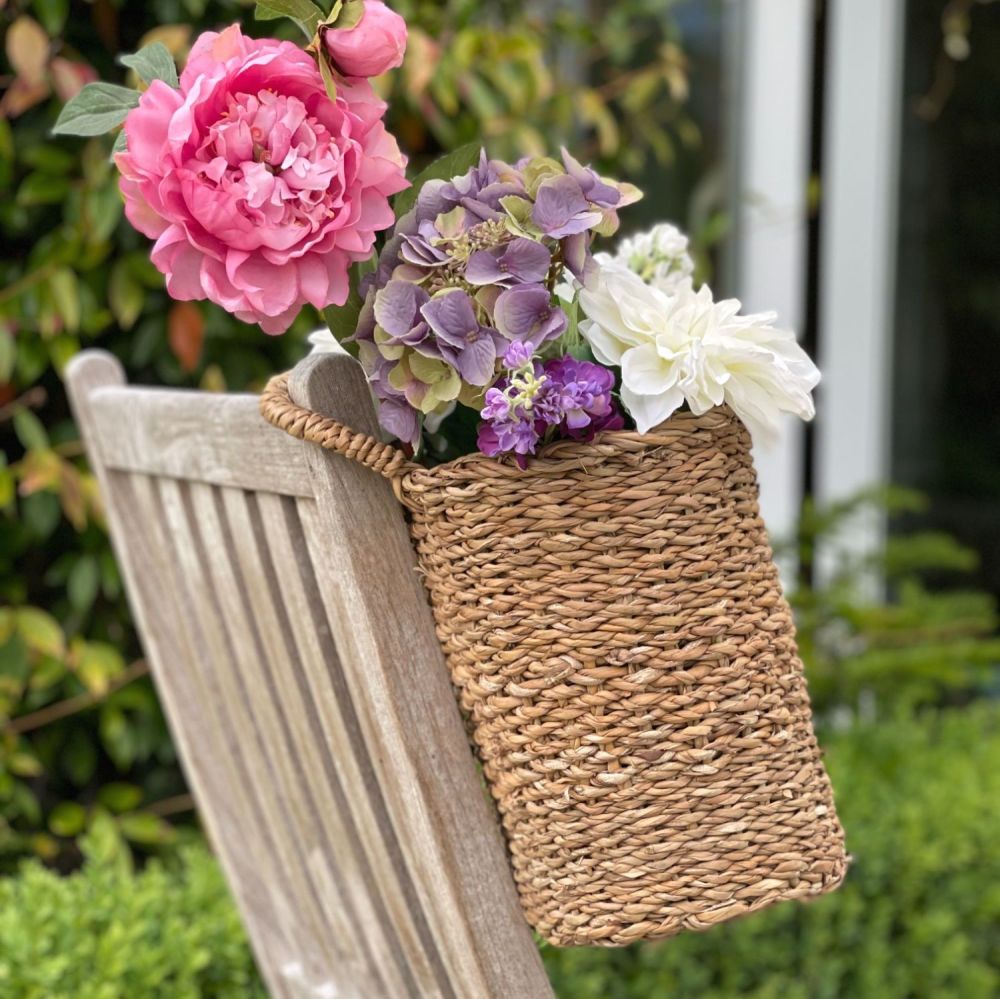 Set of Seagrass Oval Wall Baskets with handle