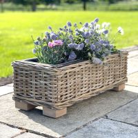 Rattan Wicker Basket Trough Planter with Metal Liner - Natural - 68 cm L