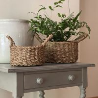 Set of 2 Seagrass Round Baskets with handles