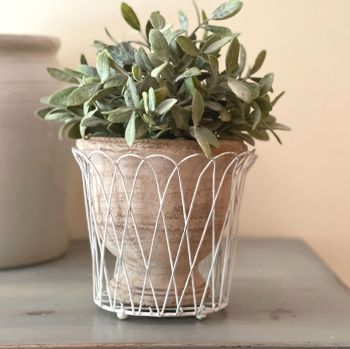 Wire Basket Pot Holder Vintage White - Large