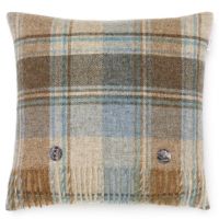 BRONTE by Moon Cushion - Rustic Duck Egg, Beige & Teal Check Shetland Pure New Wool