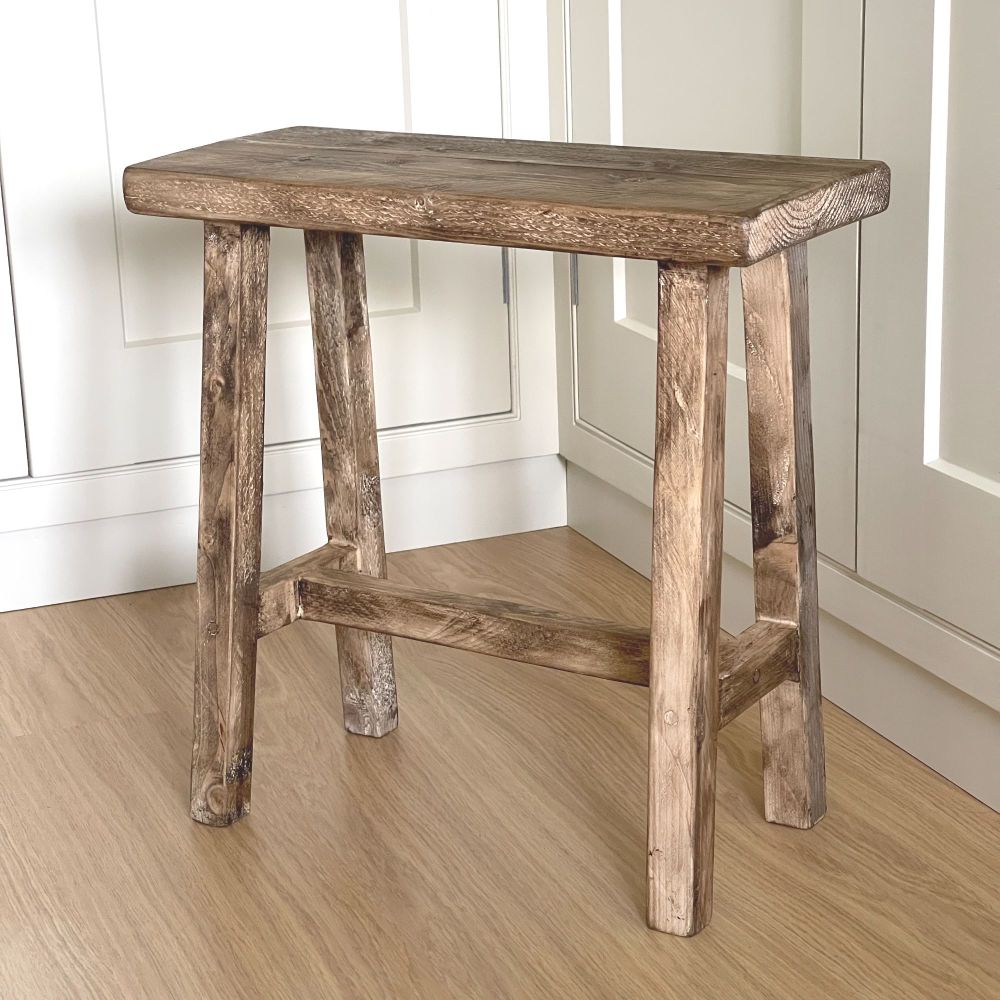 Rustic Vintage Style Solid Wooden Stool 