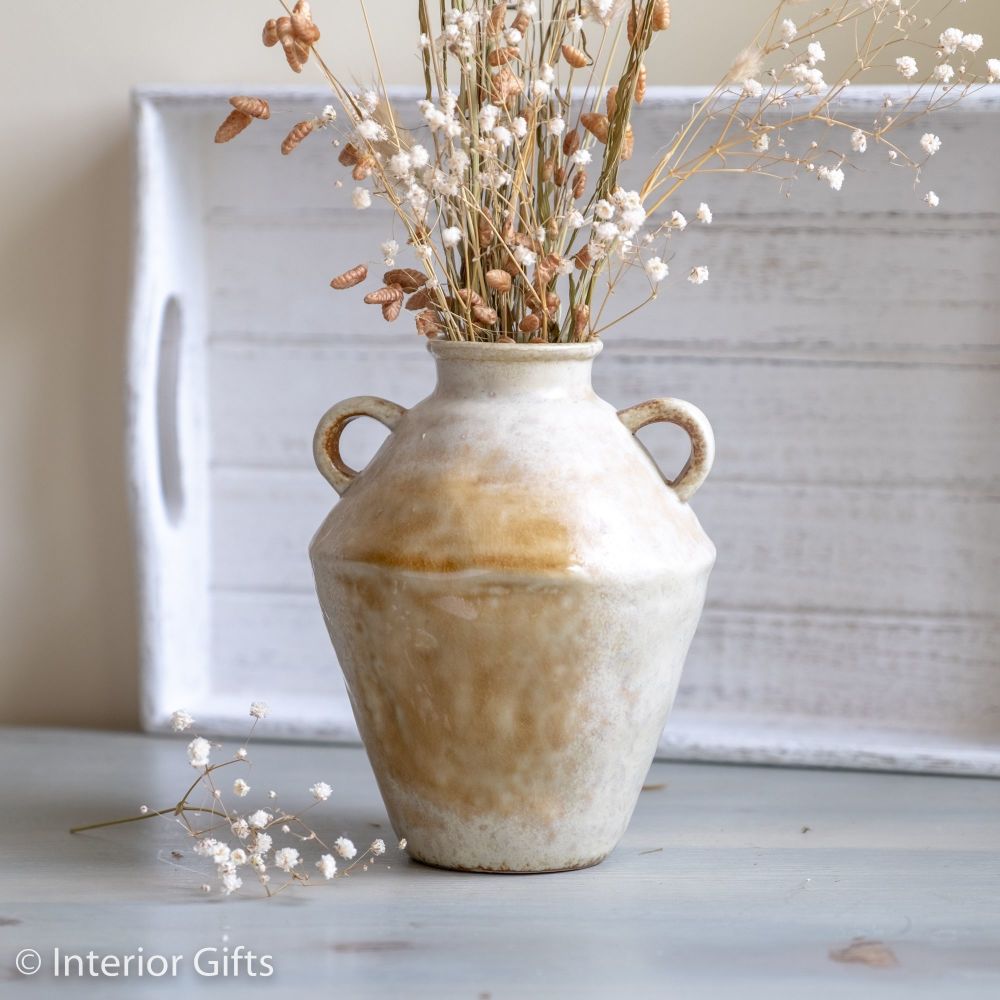Small natural stoneware vase, rustic vintage or Scandi style stone