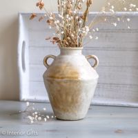 Artisan Natural Stoneware Beige Vase / Small Urn