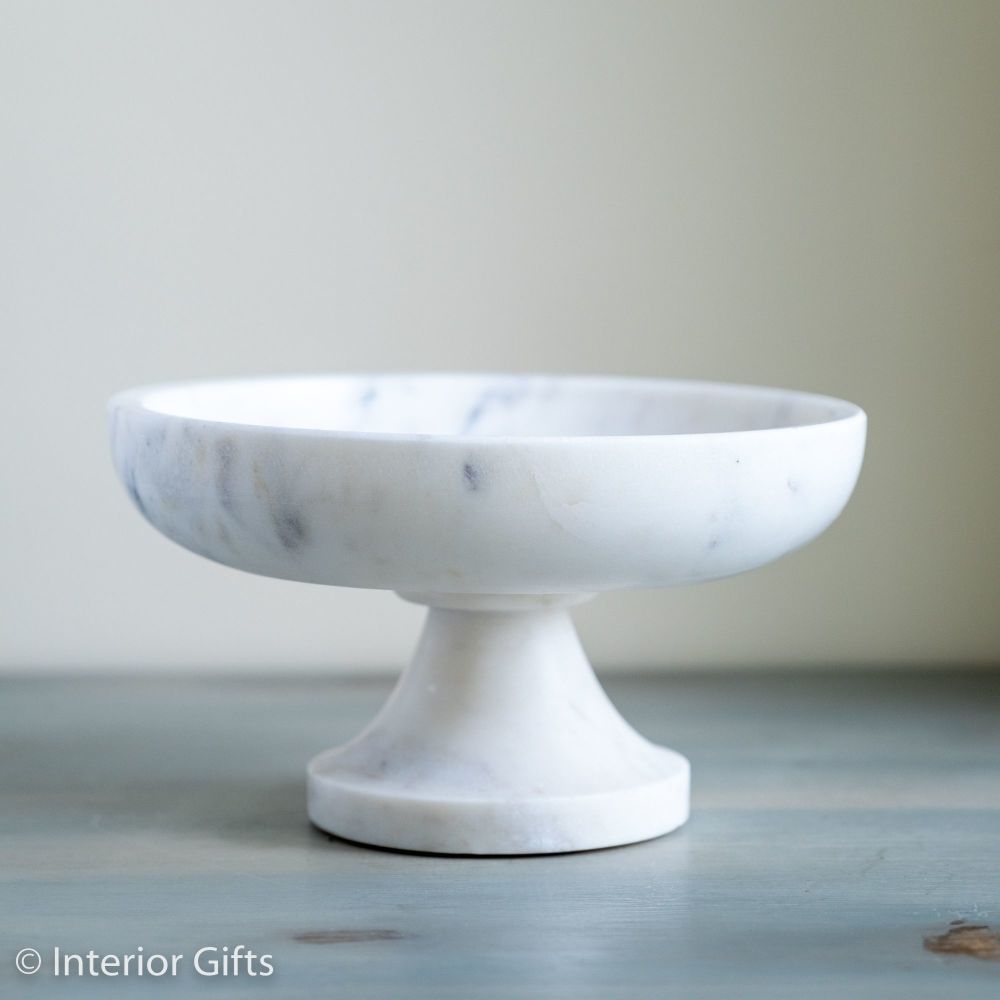 White Marble Pedestal or Footed Bowl for Flower Arranging, bathroom or ...