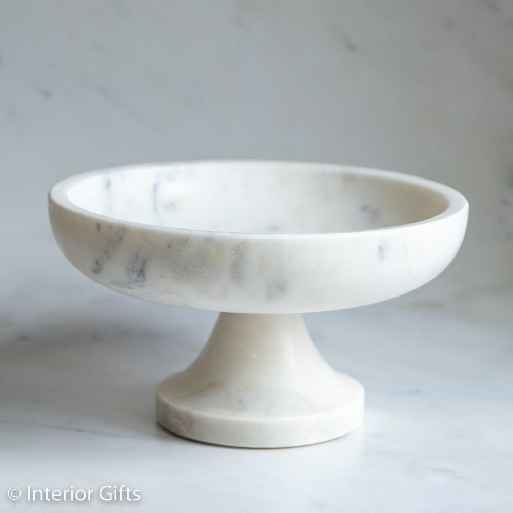 Pedestal Bowl in White Marble