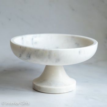 Pedestal Display Bowl in White Marble