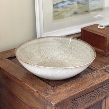 Handmade Beige Stoneware Bowl / Fruit Bowl - Large