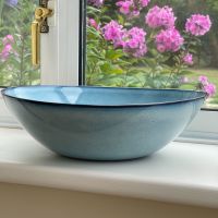 Handmade Blue Stoneware Fruit / Serving Bowl - Large