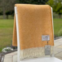 BRONTE by Moon Herringbone Throw Blanket Orange Shetland Wool *NEW*