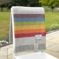 BRONTE by Moon Rainbow Grey Multi Throw in Shetland quality Pure New Wool *NEW*