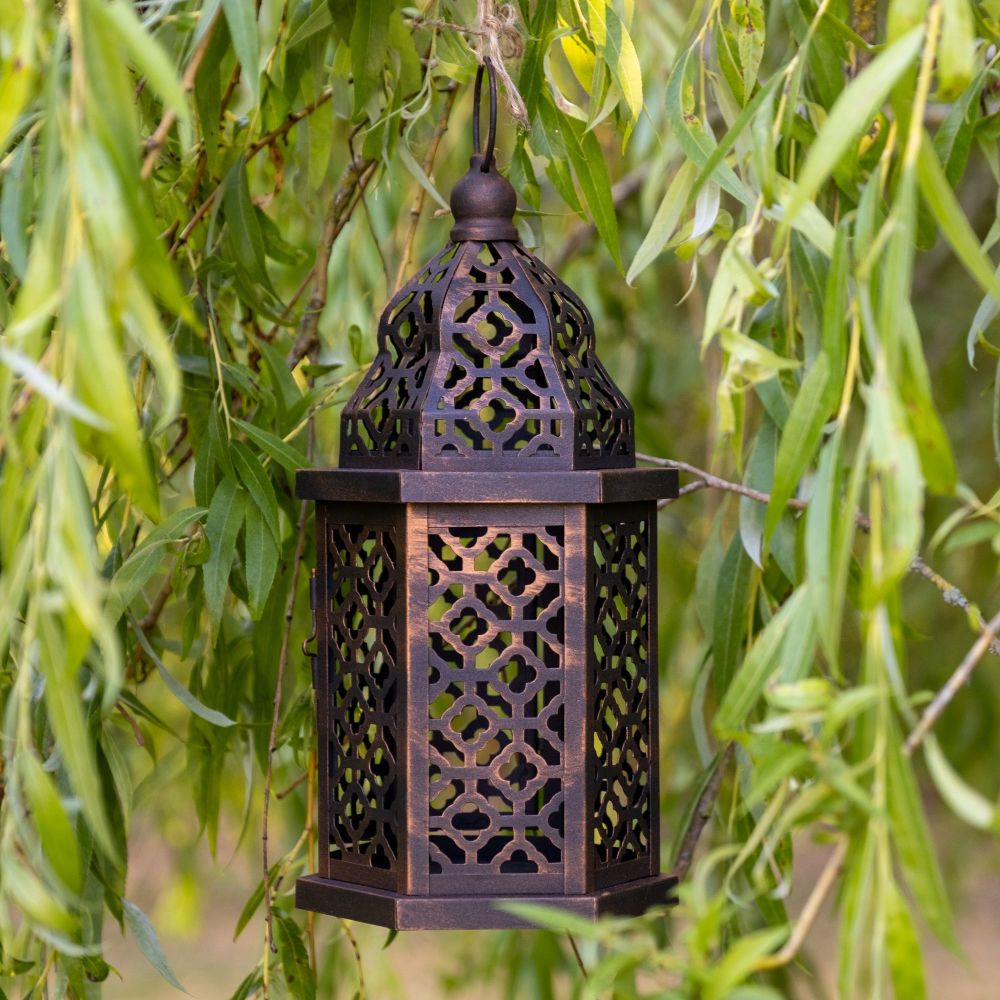 Vintage Style Metal Garden Hanging Lantern - Rustic