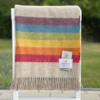 BRONTE by Moon Rainbow Beige Multi Throw in Shetland Quality Pure New Wool *NEW*