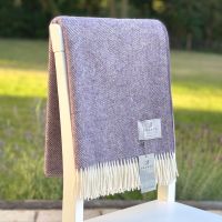 BRONTE by Moon Herringbone Lavender Heather Shetland Wool Throw Ltd Edition