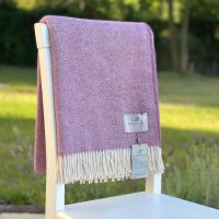 BRONTE by Moon Herringbone Lilac Heather Shetland Wool Throw Ltd Edition