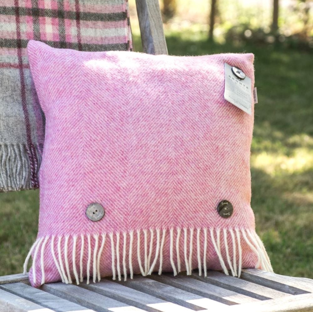 BRONTE by Moon Cushion - Herringbone Pale Pink Shetland Wool *NEW*