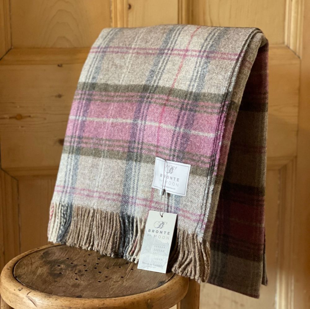 BRONTE by Moon Rustic Heather Check Throw in Shetland Pure New Wool 