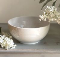 Vintage White Footed Stoneware Bowl / Fruit Bowl - 26 cm
