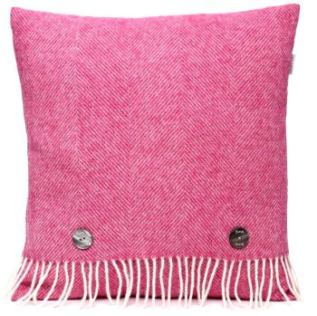 BRONTE by Moon Cushion - Herringbone Fuchsia Pink Shetland Wool *NEW*
