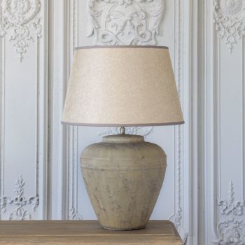 Vintage  Stone Effect Table Lamp with Taupe Shade - Large 59 cm H