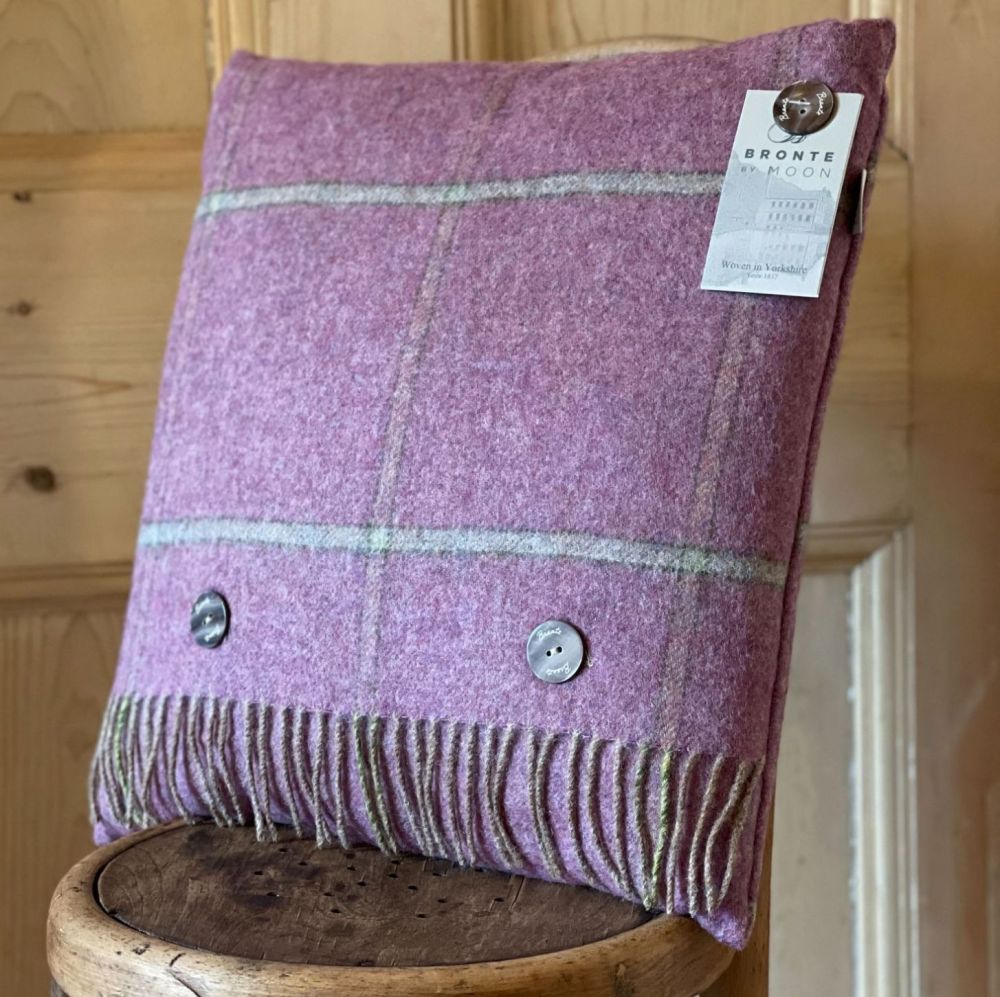BRONTE by Moon Cushion - Heather Pink Check Shetland Wool