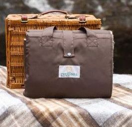 WATERPROOF Backed Wool Burghley Picnic Rug McKellar Check with Integral Carry Strap