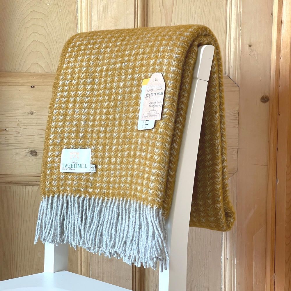 Tweedmill Treetop English Mustard Throw Blanket Pure New Wool