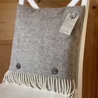 BRONTE by Moon Cushion - New Natural Collection Herringbone Soft Grey Pure New Wool