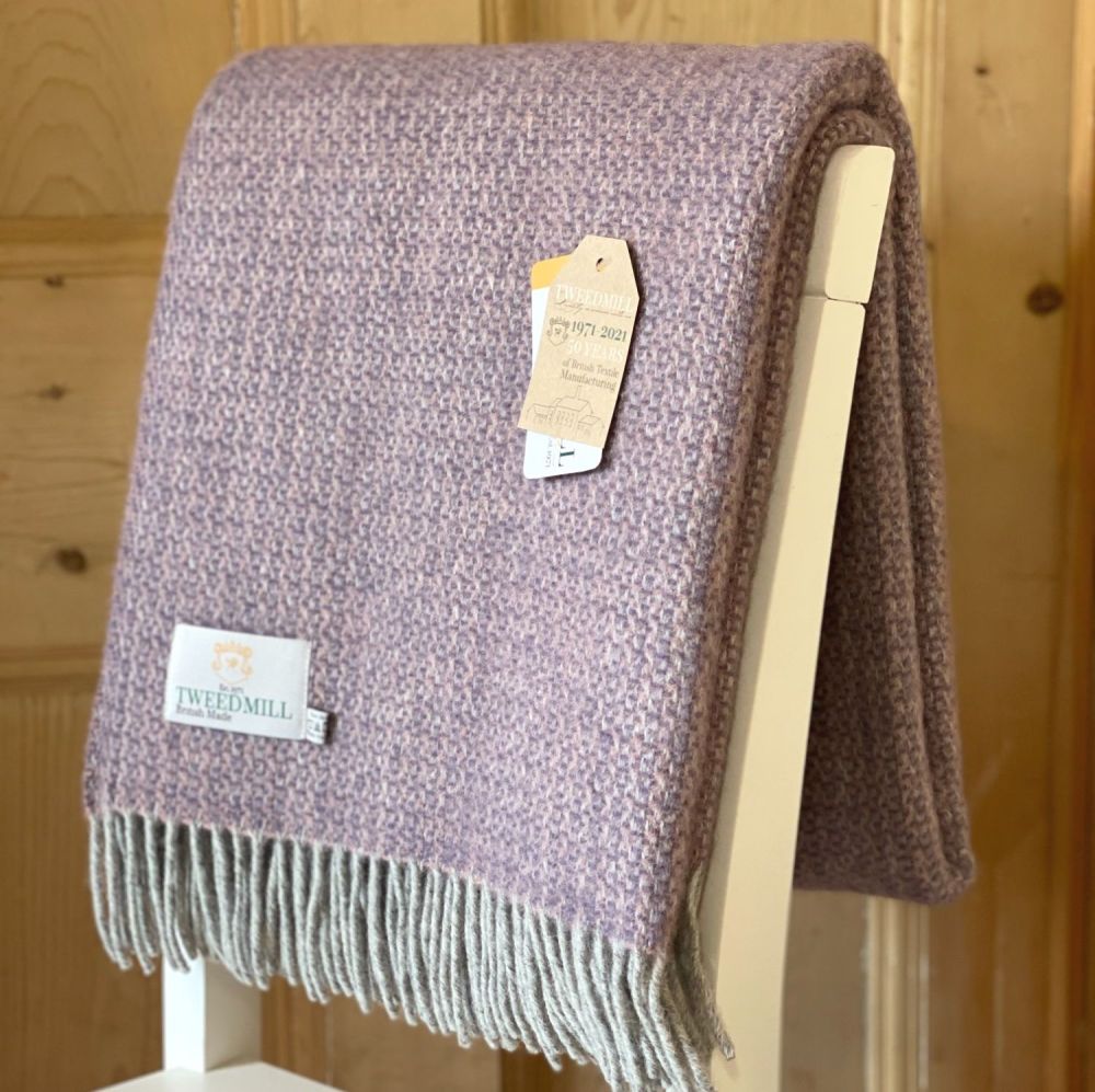 Tweedmill Lavender Ascot Knee Rug or Small Blanket Throw Pure New Wool