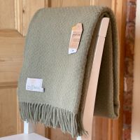 Tweedmill Sage Green Basketweave Throw or  Blanket Pure New Wool