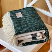 Tweedmill Emerald, Charcoal & Cream Brecon Pure New Wool Throw Blanket