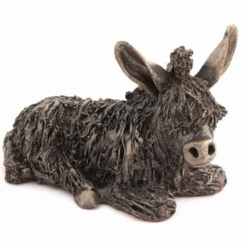 BABY DONKEY FOAL Lying Frith Bronze Sculpture by Veronica Ballan